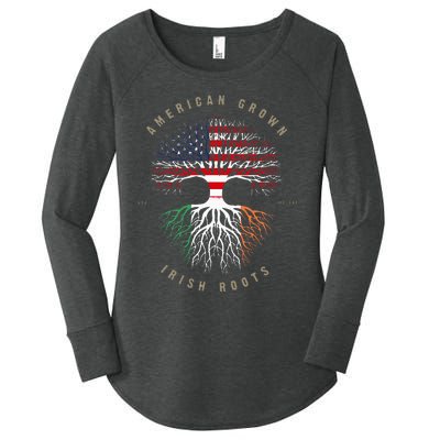 American Grown Irish Roots Ireland Flag Women's Perfect Tri Tunic Long Sleeve Shirt