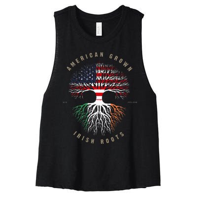 American Grown Irish Roots Ireland Flag Women's Racerback Cropped Tank