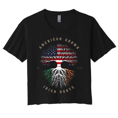 American Grown Irish Roots Ireland Flag Women's Crop Top Tee