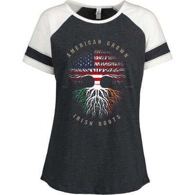 American Grown Irish Roots Ireland Flag Enza Ladies Jersey Colorblock Tee