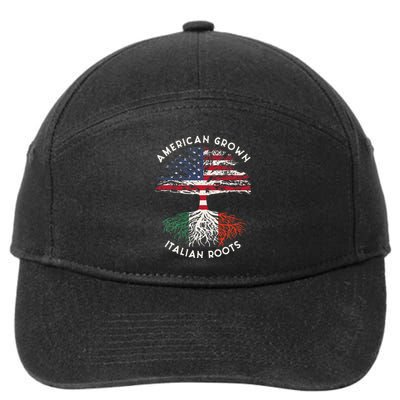 American Grown Italian Roots Family Tree Italy Flag Italian 7-Panel Snapback Hat