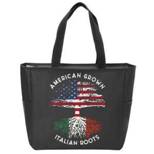 American Grown Italian Roots Family Tree Italy Flag Italian Zip Tote Bag