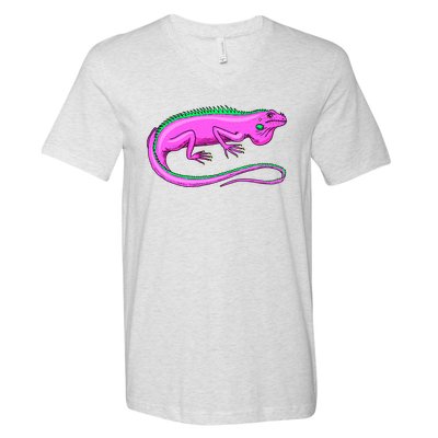 American Green Iguana Lizard V-Neck T-Shirt