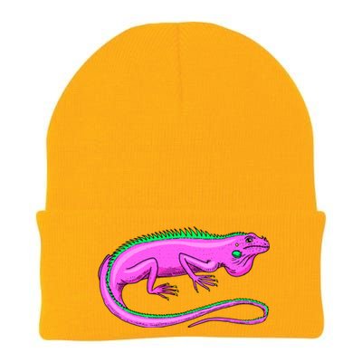 American Green Iguana Lizard Knit Cap Winter Beanie