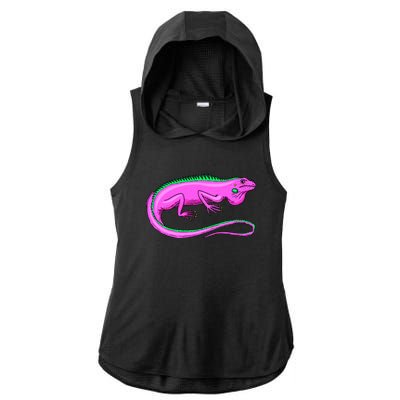 American Green Iguana Lizard Ladies PosiCharge Tri-Blend Wicking Draft Hoodie Tank