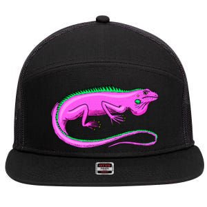 American Green Iguana Lizard 7 Panel Mesh Trucker Snapback Hat