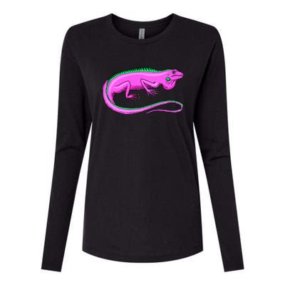 American Green Iguana Lizard Womens Cotton Relaxed Long Sleeve T-Shirt