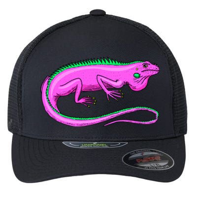 American Green Iguana Lizard Flexfit Unipanel Trucker Cap