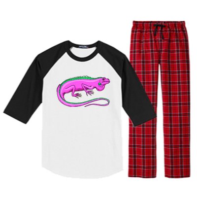 American Green Iguana Lizard Raglan Sleeve Pajama Set