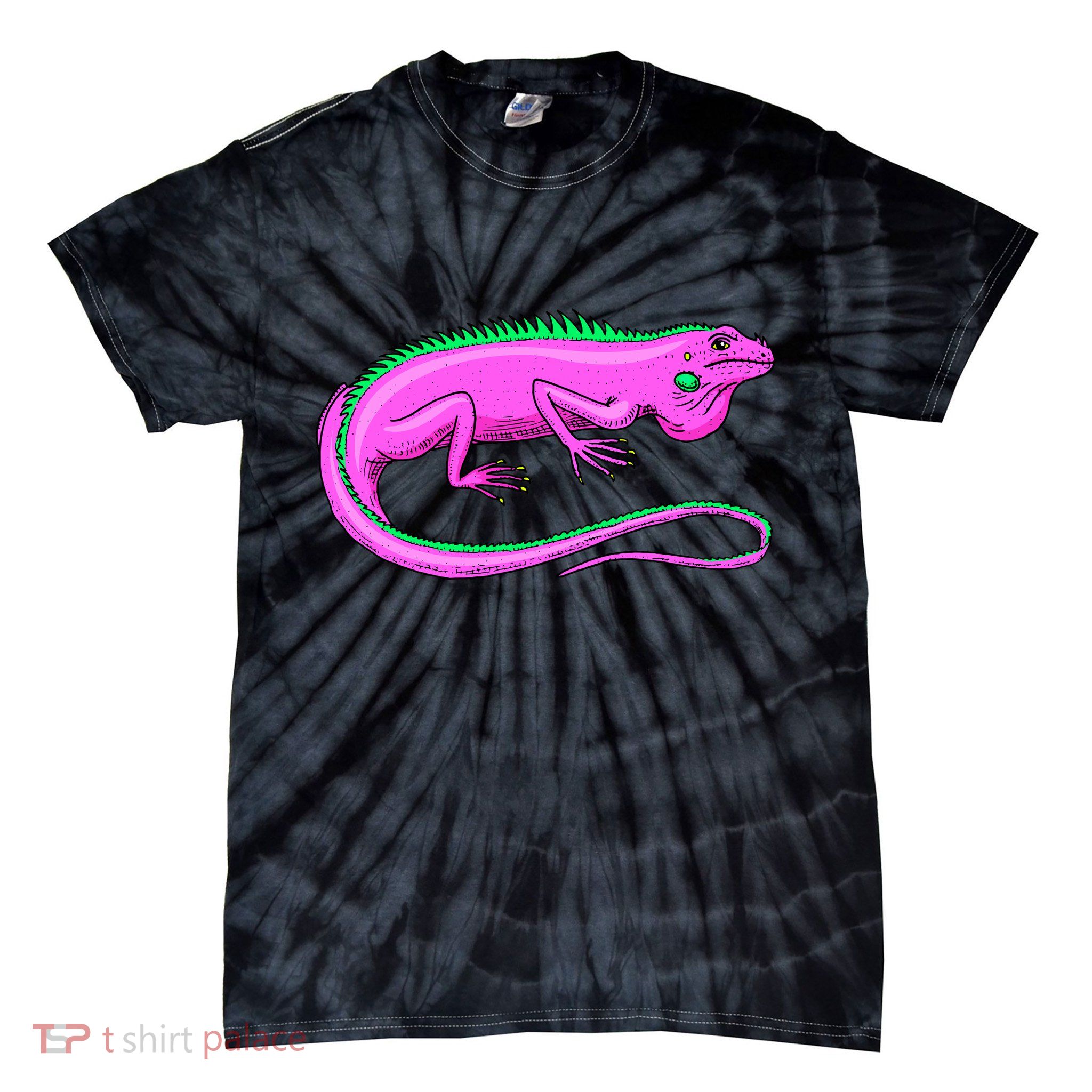 American Green Iguana Lizard Tie-Dye T-Shirt
