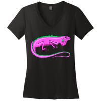 American Green Iguana Lizard Women's V-Neck T-Shirt