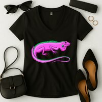 American Green Iguana Lizard Women's V-Neck T-Shirt