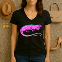 American Green Iguana Lizard Women's V-Neck T-Shirt