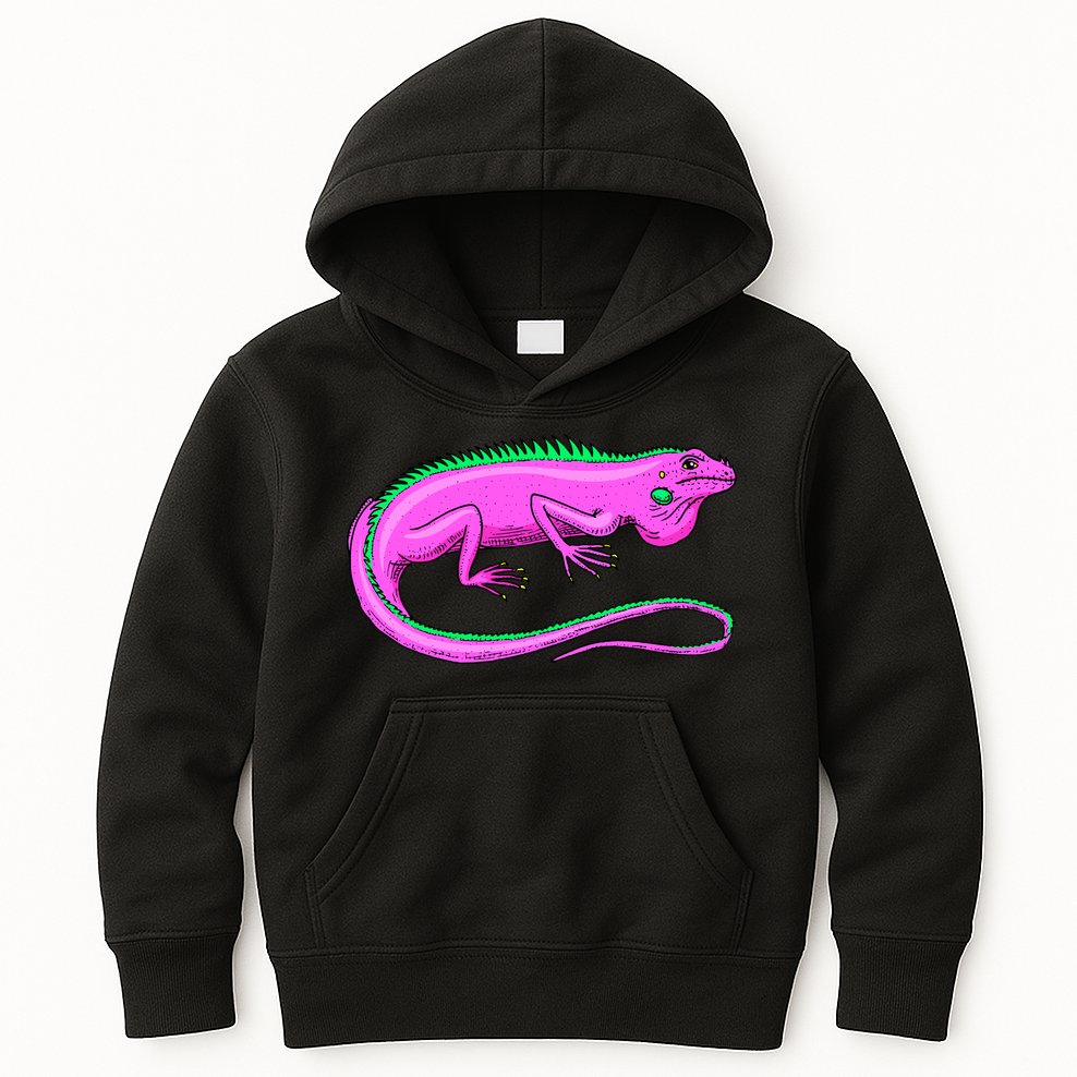 American Green Iguana Lizard Kids Hoodie