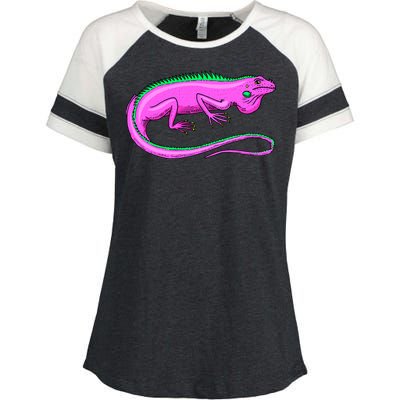 American Green Iguana Lizard Enza Ladies Jersey Colorblock Tee