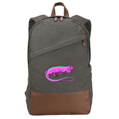 American Green Iguana Lizard Cotton Canvas Backpack