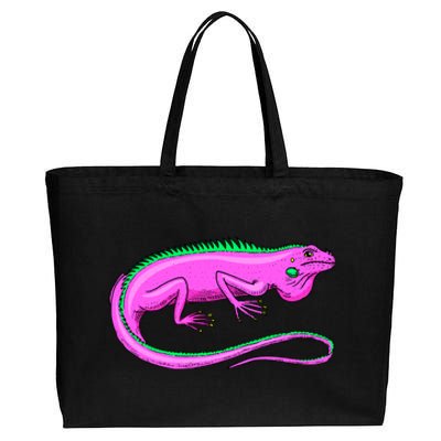 American Green Iguana Lizard Cotton Canvas Jumbo Tote