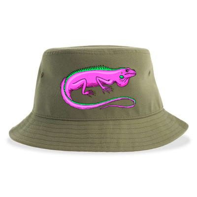 American Green Iguana Lizard Sustainable Bucket Hat