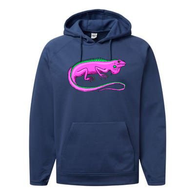 American Green Iguana Lizard Performance Fleece Hoodie