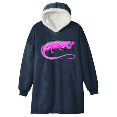 American Green Iguana Lizard Hooded Wearable Blanket