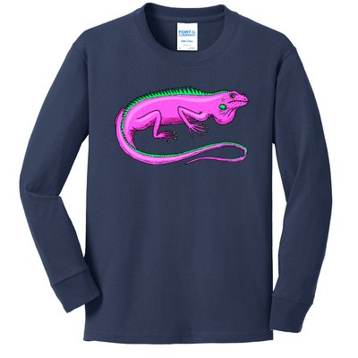 American Green Iguana Lizard Kids Long Sleeve Shirt