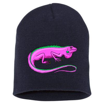 American Green Iguana Lizard Short Acrylic Beanie