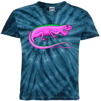 American Green Iguana Lizard Kids Tie-Dye T-Shirt