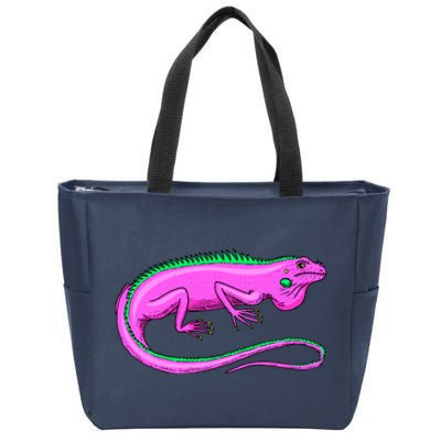 American Green Iguana Lizard Zip Tote Bag