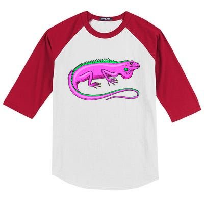 American Green Iguana Lizard Kids Colorblock Raglan Jersey