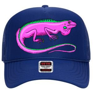 American Green Iguana Lizard High Crown Mesh Back Trucker Hat