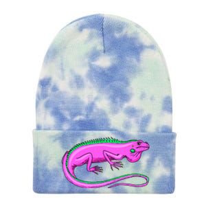 American Green Iguana Lizard Tie Dye 12in Knit Beanie