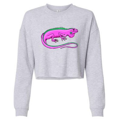 American Green Iguana Lizard Cropped Pullover Crew