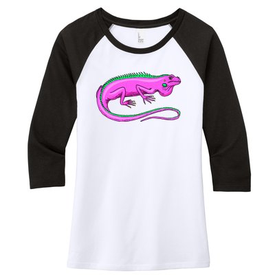 American Green Iguana Lizard Women's Tri-Blend 3/4-Sleeve Raglan Shirt