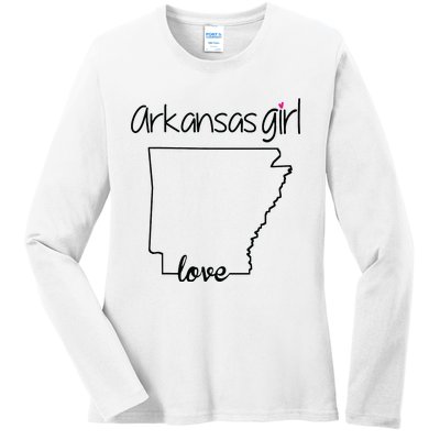 Arkansas Girl I Love Arkansas Home Cute Arkansas Ladies Long Sleeve Shirt