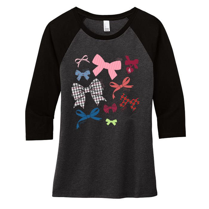 American Girl Iconic Hair Bows Women's Tri-Blend 3/4-Sleeve Raglan Shirt