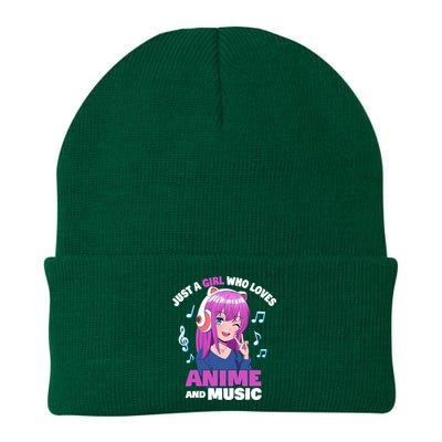 Anime Girl Just A Girl Who Loves Anime And Music Knit Cap Winter Beanie