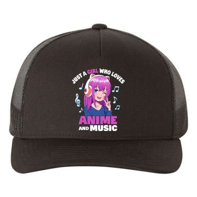 Anime Girl Just A Girl Who Loves Anime And Music Yupoong Adult 5-Panel Trucker Hat