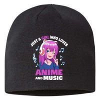 Anime Girl Just A Girl Who Loves Anime And Music Sustainable Beanie