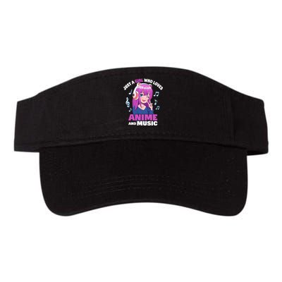 Anime Girl Just A Girl Who Loves Anime And Music Valucap Bio-Washed Visor