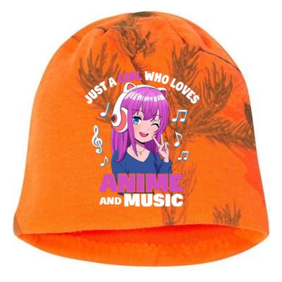 Anime Girl Just A Girl Who Loves Anime And Music Kati - Camo Knit Beanie