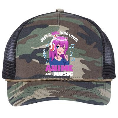 Anime Girl Just A Girl Who Loves Anime And Music Retro Rope Trucker Hat Cap