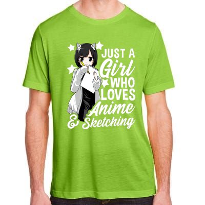 Anime Girl Just A Girl Who Loves Anime And Sketching Drawing Gift Adult ChromaSoft Performance T-Shirt