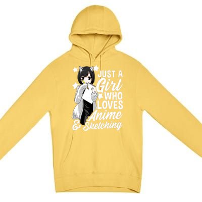 Anime Girl Just A Girl Who Loves Anime And Sketching Drawing Gift Premium Pullover Hoodie