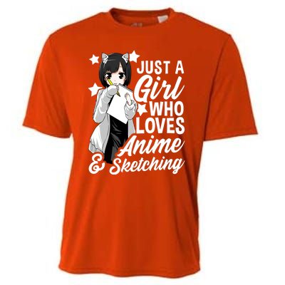 Anime Girl Just A Girl Who Loves Anime And Sketching Drawing Gift Cooling Performance Crew T-Shirt