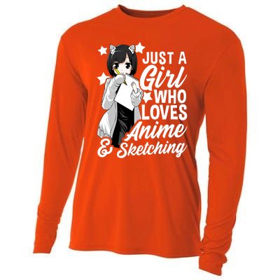 Anime Girl Just A Girl Who Loves Anime And Sketching Drawing Gift Cooling Performance Long Sleeve Crew