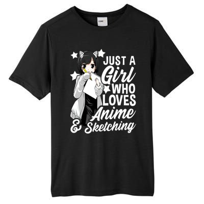 Anime Girl Just A Girl Who Loves Anime And Sketching Drawing Gift Tall Fusion ChromaSoft Performance T-Shirt