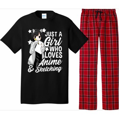 Anime Girl Just A Girl Who Loves Anime And Sketching Drawing Gift Pajama Set