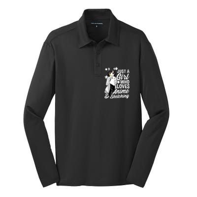 Anime Girl Just A Girl Who Loves Anime And Sketching Drawing Gift Silk Touch Performance Long Sleeve Polo