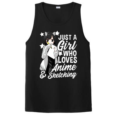 Anime Girl Just A Girl Who Loves Anime And Sketching Drawing Gift PosiCharge Competitor Tank