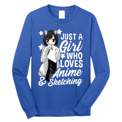 Anime Girl Just A Girl Who Loves Anime And Sketching Drawing Gift Long Sleeve Shirt